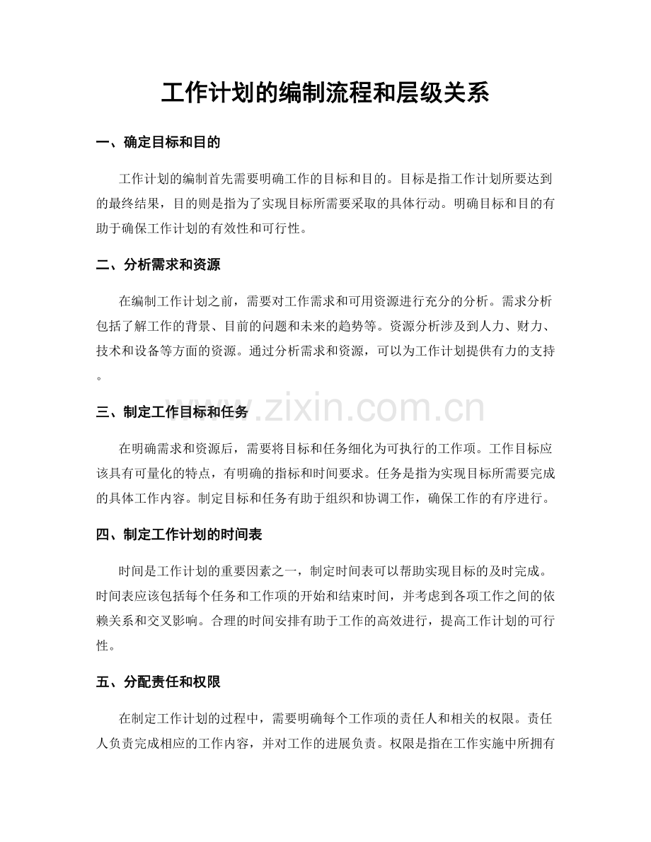 工作计划的编制流程和层级关系.docx_第1页