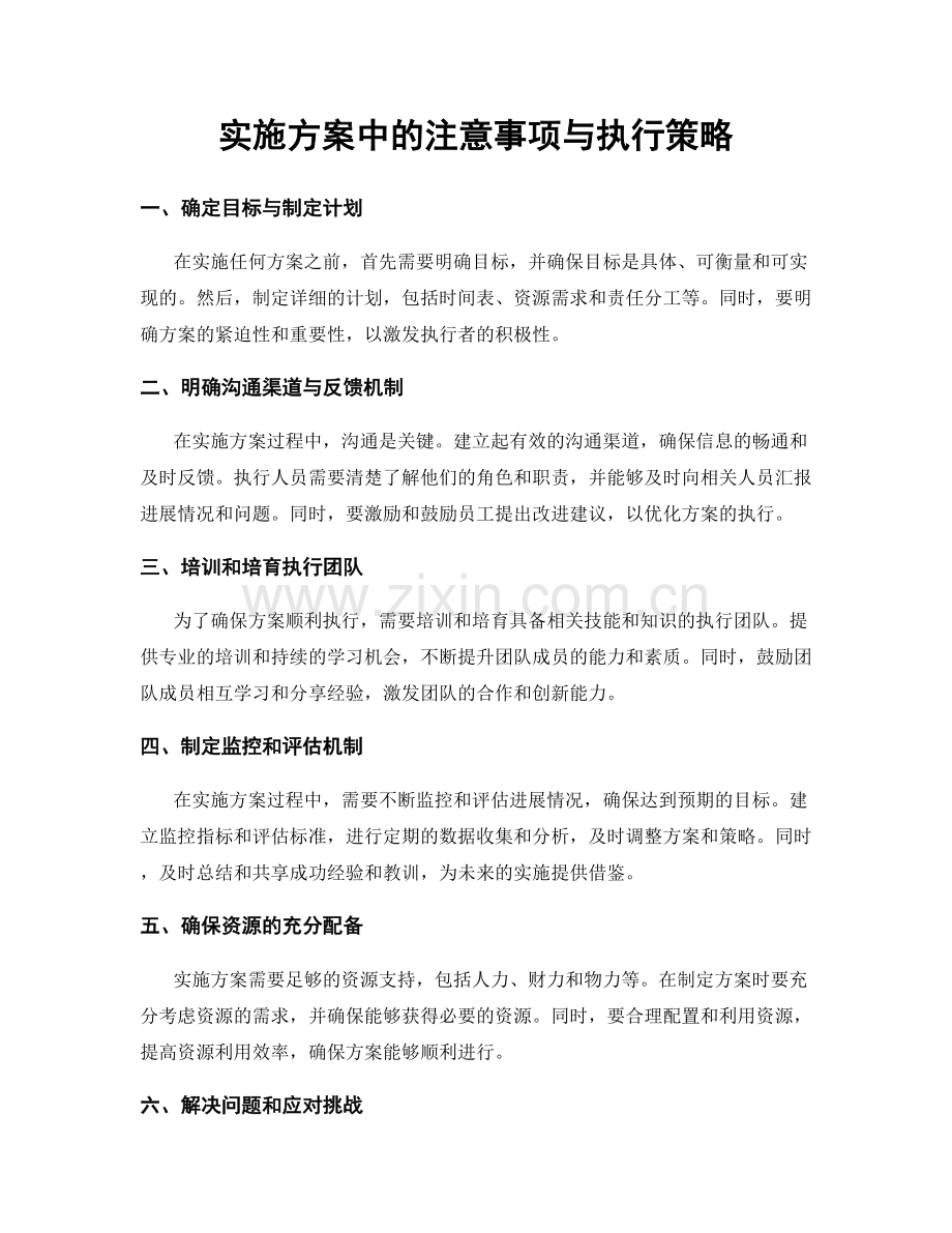 实施方案中的注意事项与执行策略.docx_第1页