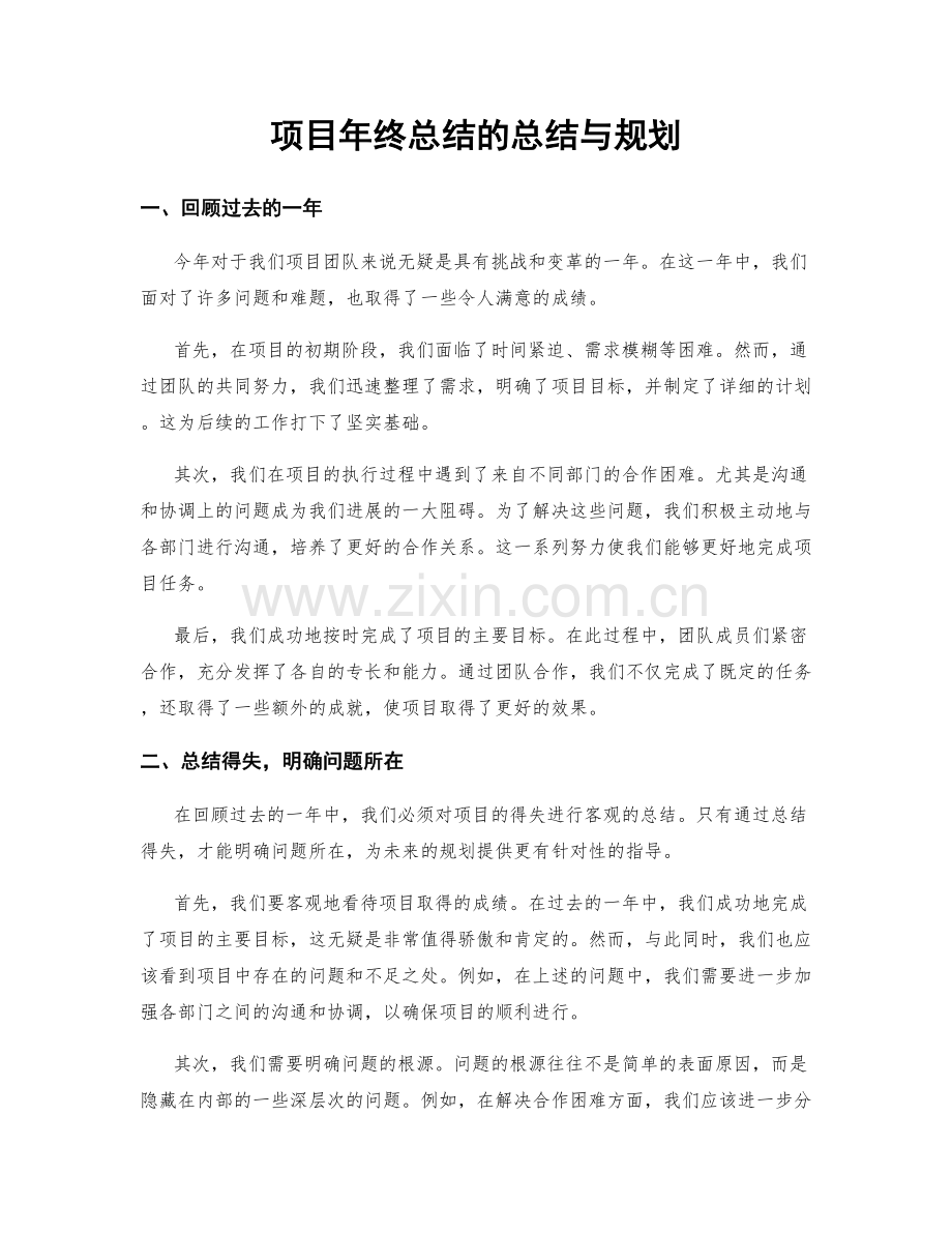 项目年终总结的总结与规划.docx_第1页