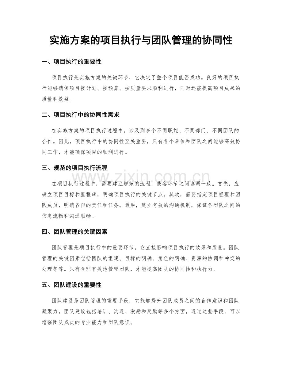 实施方案的项目执行与团队管理的协同性.docx_第1页