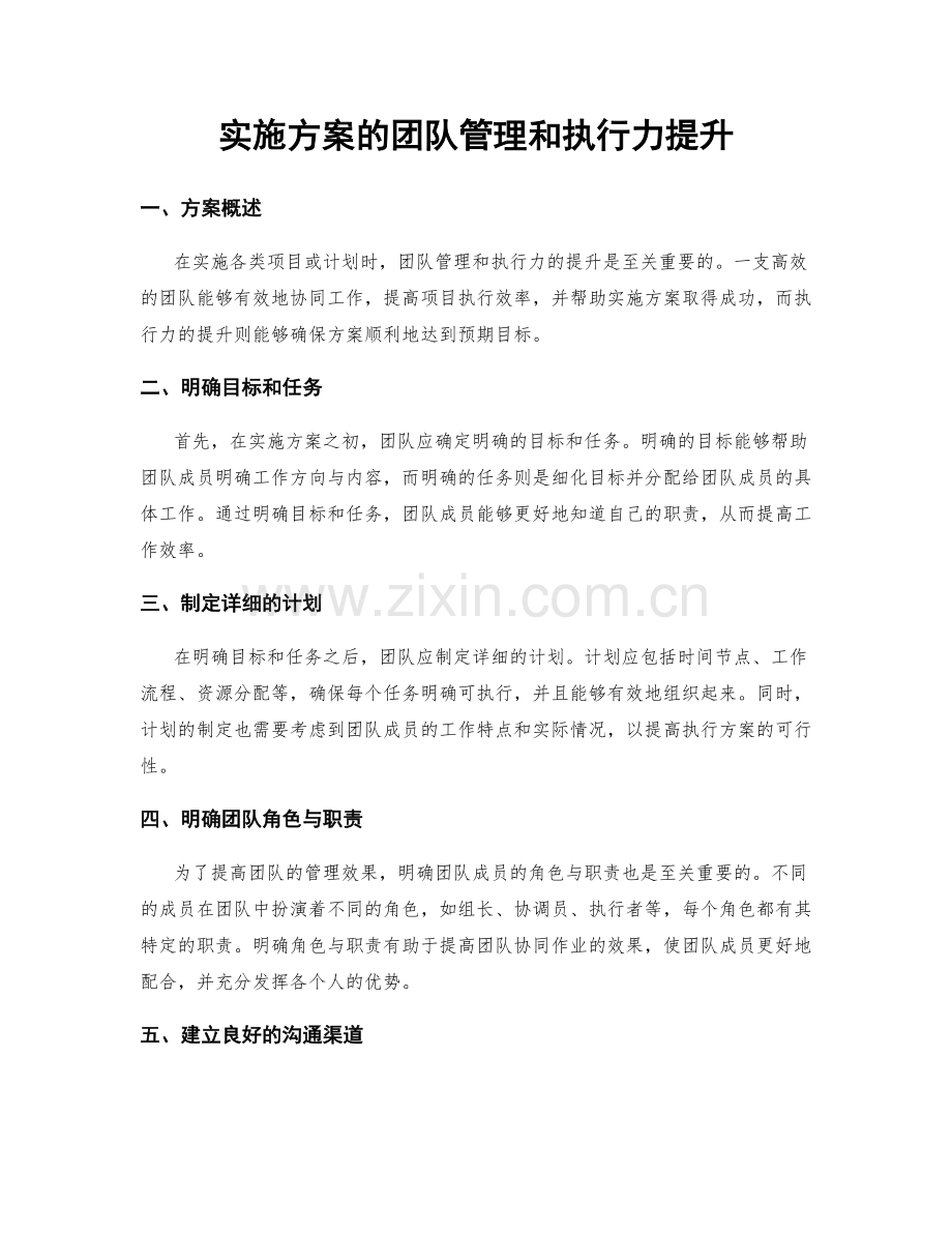 实施方案的团队管理和执行力提升.docx_第1页