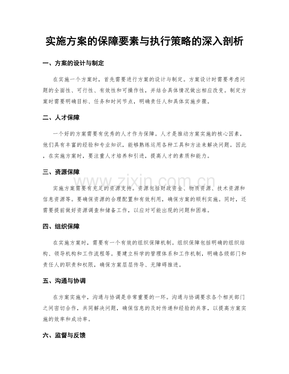 实施方案的保障要素与执行策略的深入剖析.docx_第1页