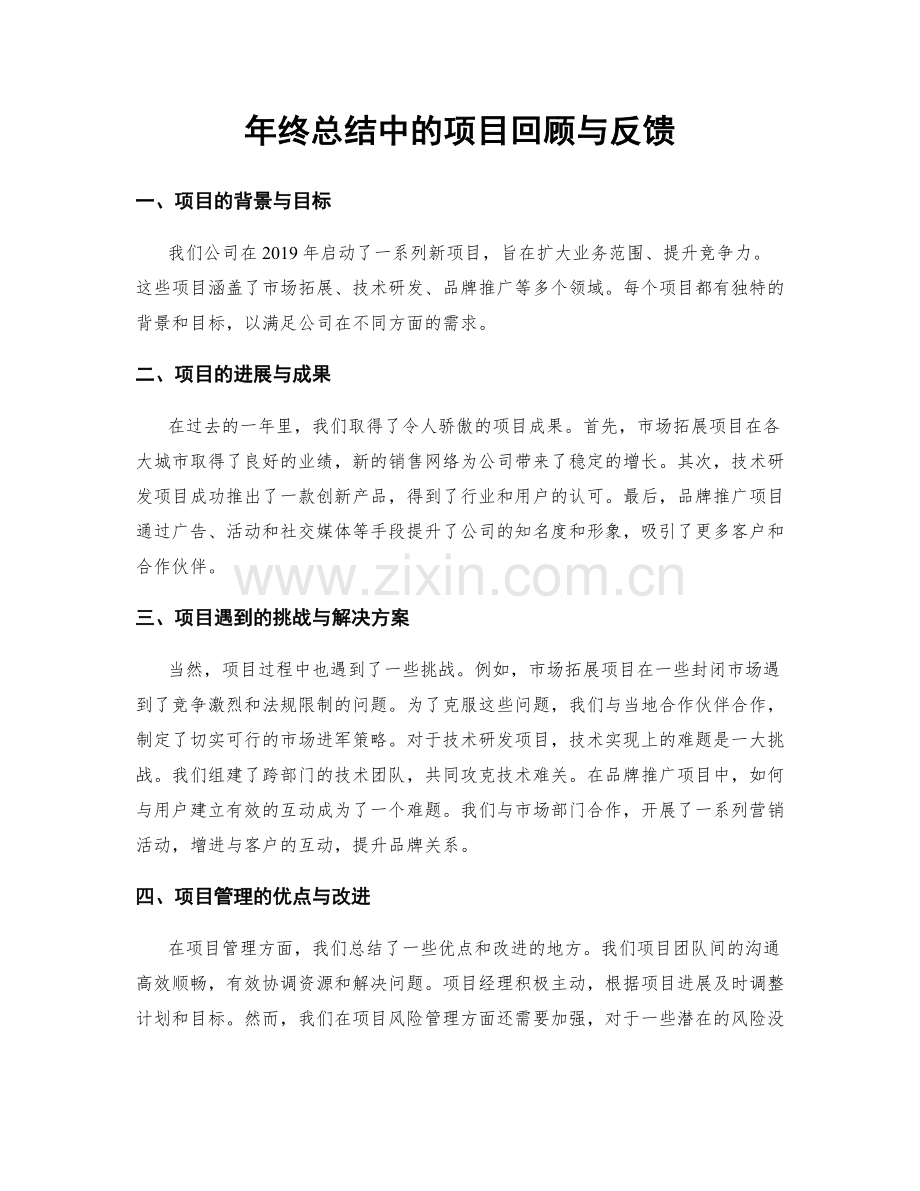 年终总结中的项目回顾与反馈.docx_第1页