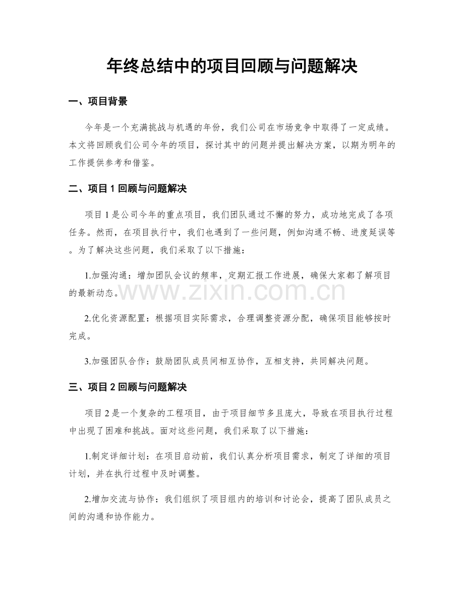 年终总结中的项目回顾与问题解决.docx_第1页