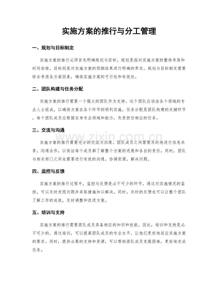 实施方案的推行与分工管理.docx_第1页