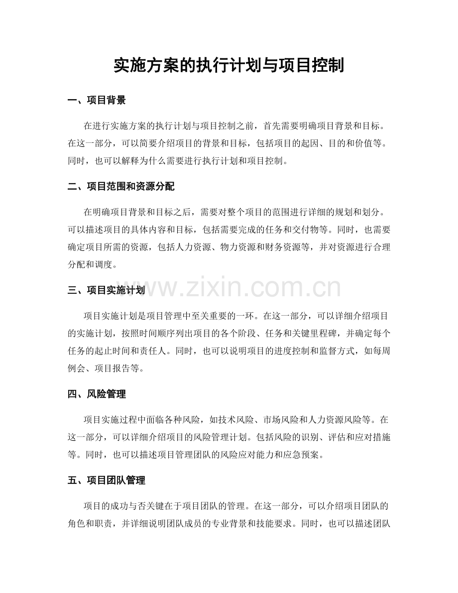 实施方案的执行计划与项目控制.docx_第1页