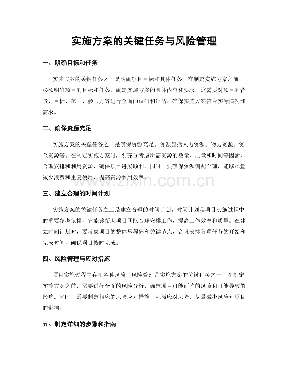 实施方案的关键任务与风险管理.docx_第1页