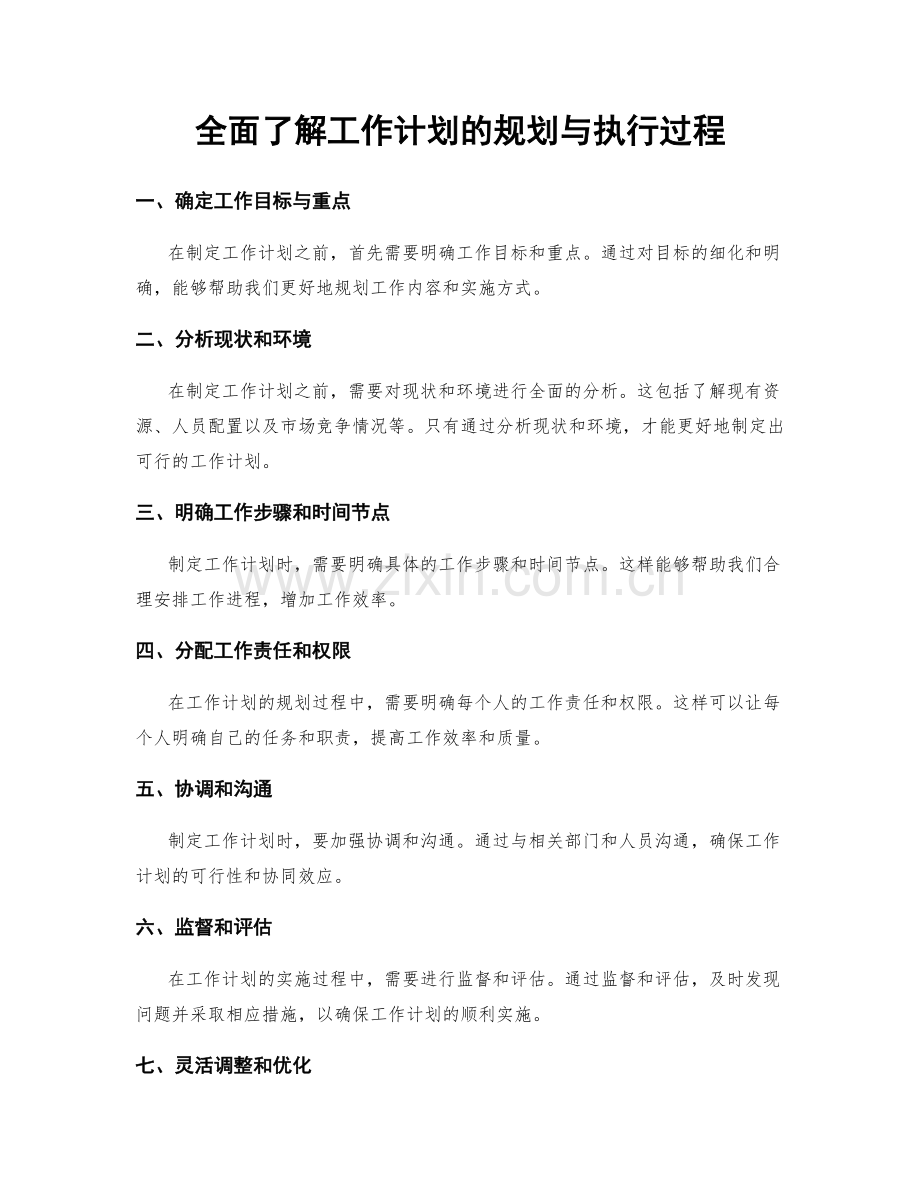 全面了解工作计划的规划与执行过程.docx_第1页