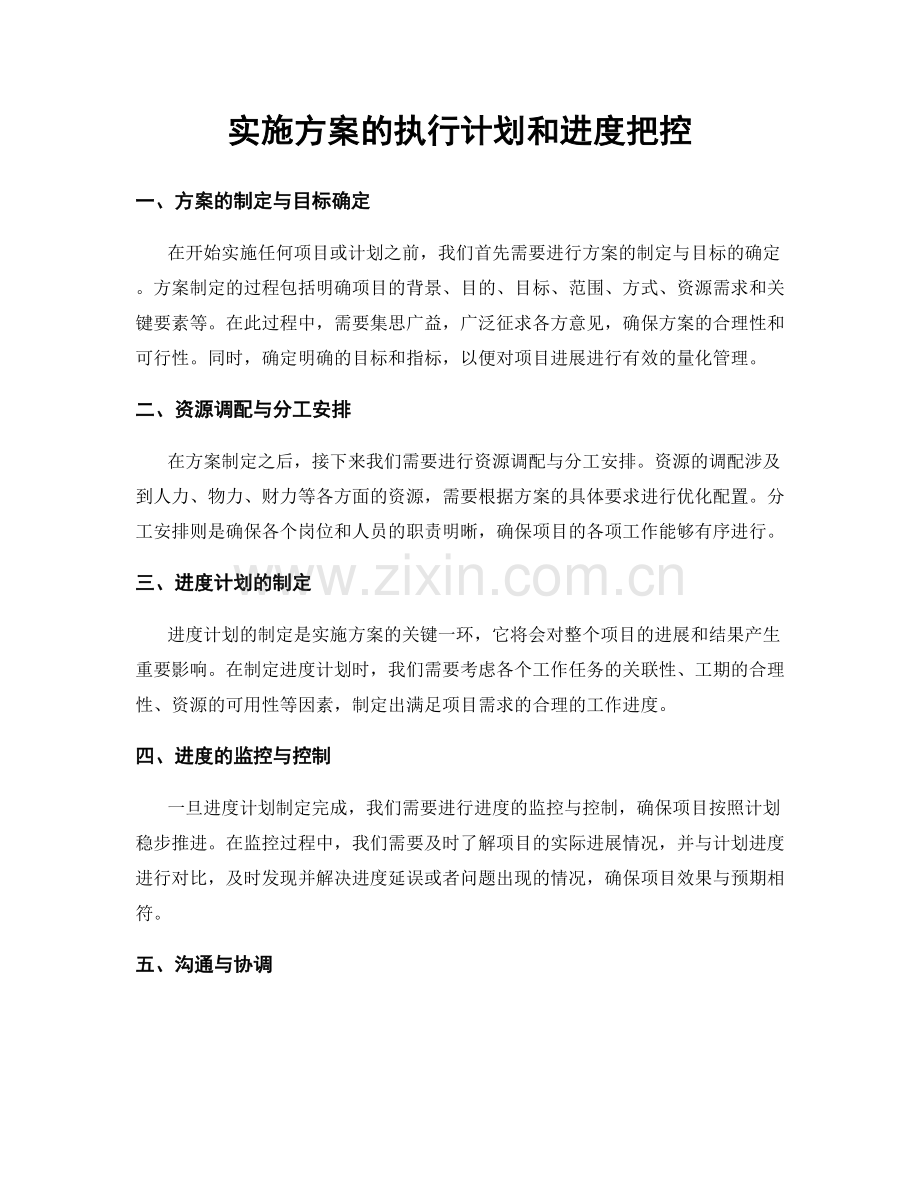 实施方案的执行计划和进度把控.docx_第1页