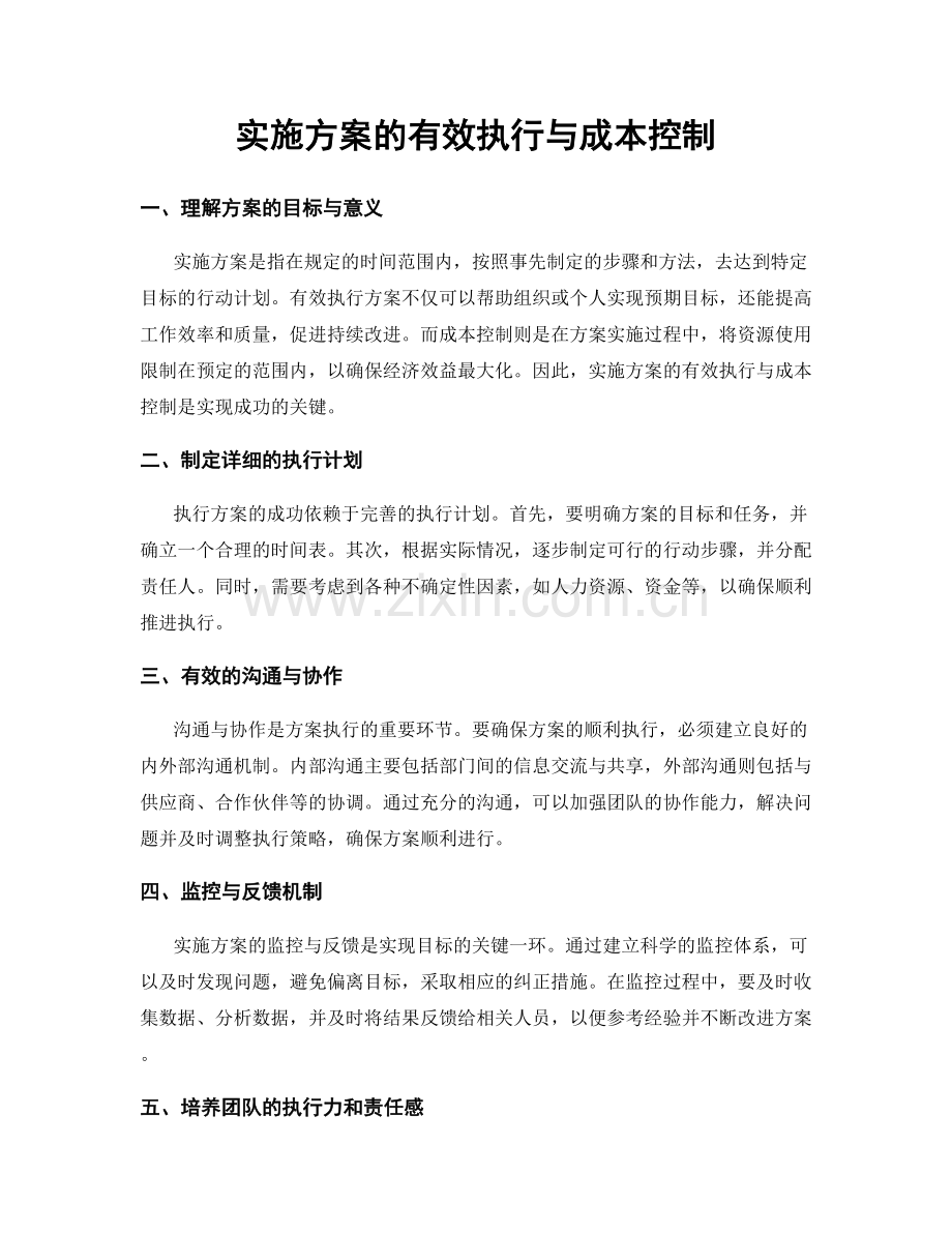 实施方案的有效执行与成本控制.docx_第1页