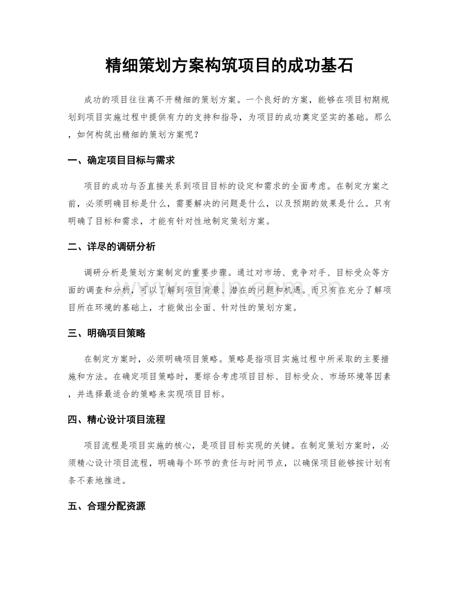 精细策划方案构筑项目的成功基石.docx_第1页