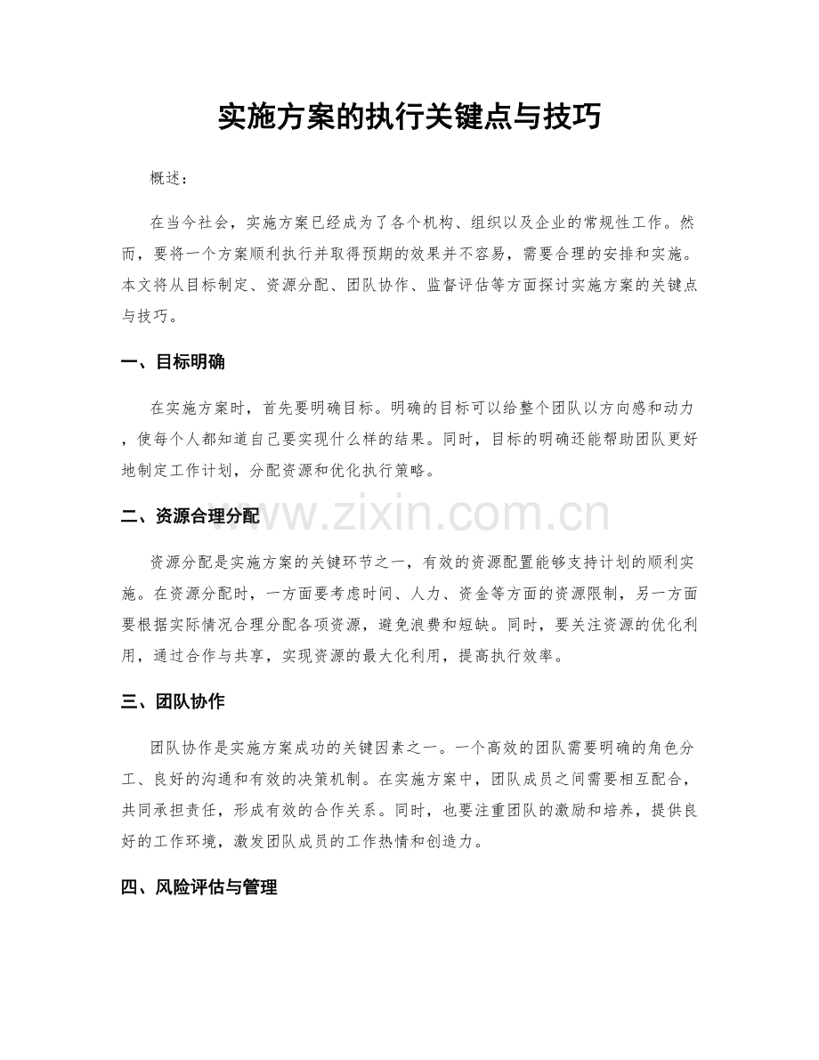 实施方案的执行关键点与技巧.docx_第1页