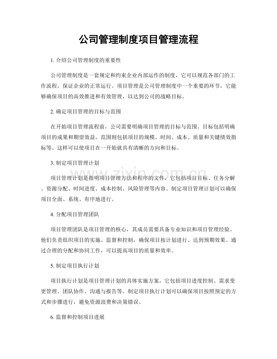 公司管理制度项目管理流程.docx_第1页