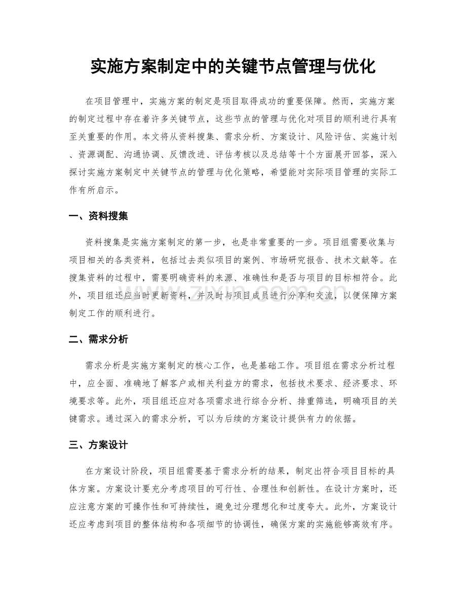 实施方案制定中的关键节点管理与优化.docx_第1页