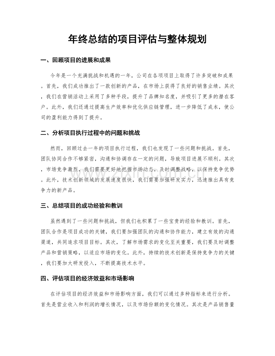 年终总结的项目评估与整体规划.docx_第1页