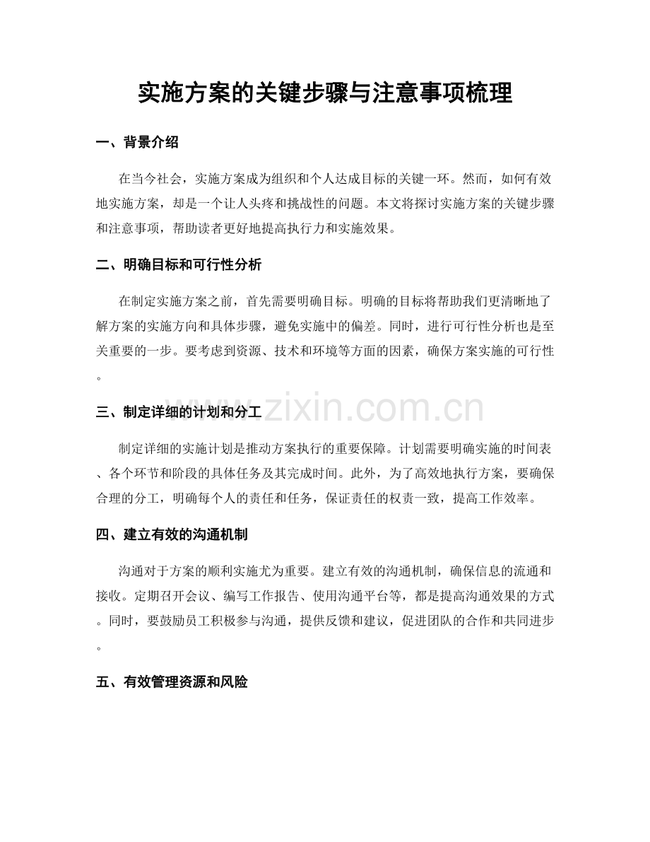 实施方案的关键步骤与注意事项梳理.docx_第1页