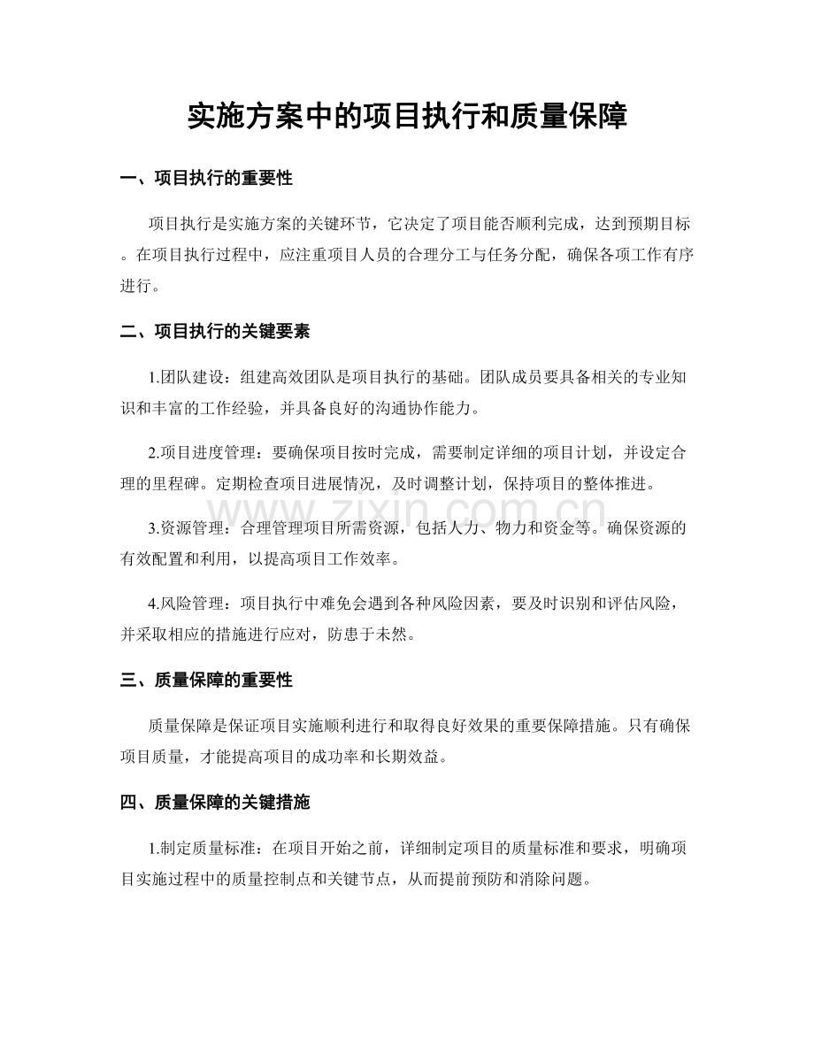 实施方案中的项目执行和质量保障.docx_第1页