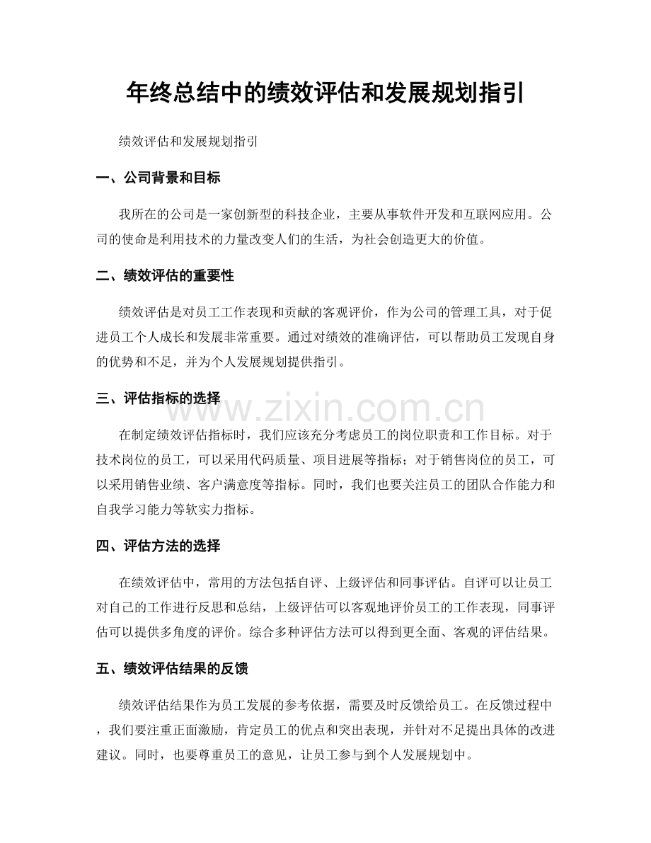 年终总结中的绩效评估和发展规划指引.docx_第1页