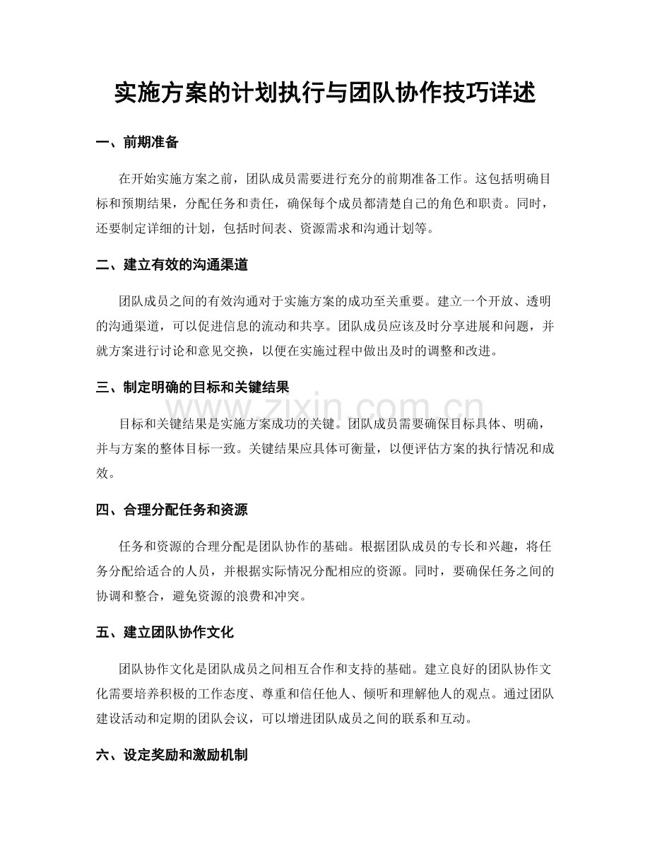 实施方案的计划执行与团队协作技巧详述.docx_第1页