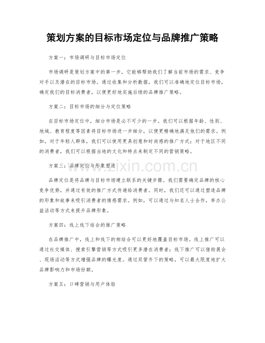 策划方案的目标市场定位与品牌推广策略.docx_第1页