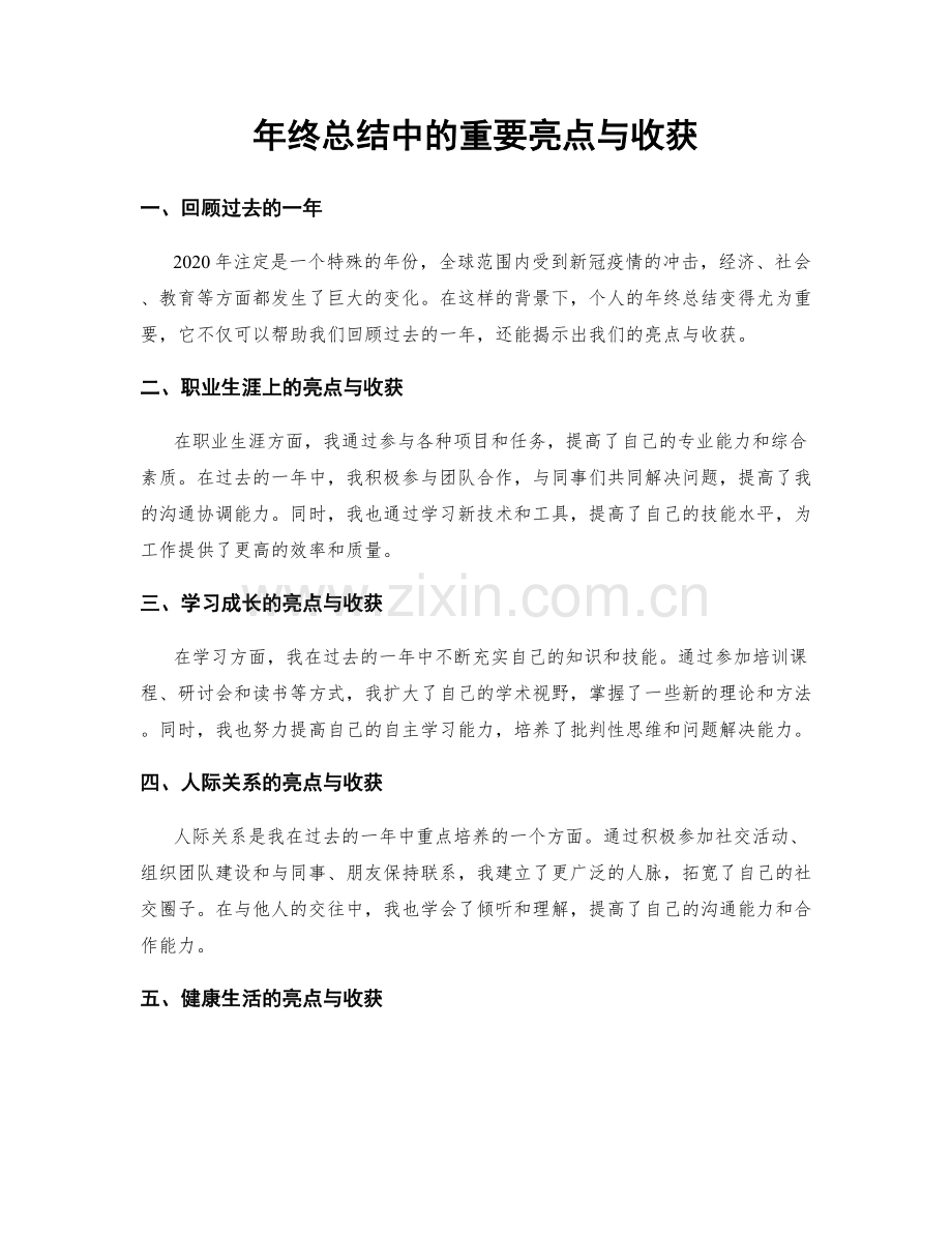 年终总结中的重要亮点与收获.docx_第1页