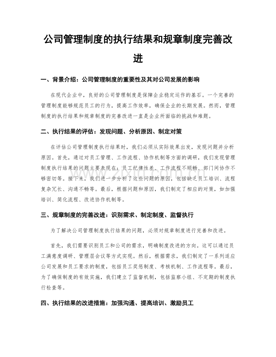 公司管理制度的执行结果和规章制度完善改进.docx_第1页