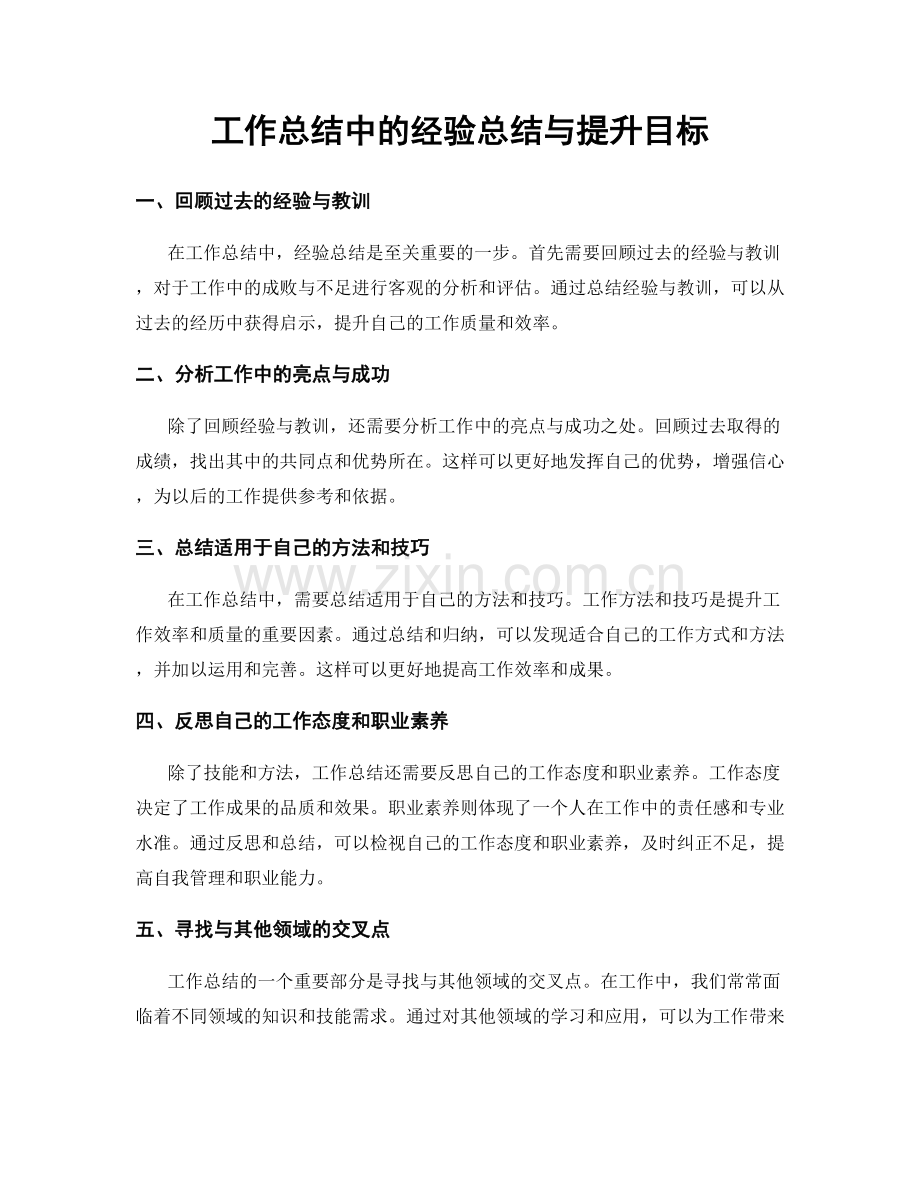 工作总结中的经验总结与提升目标.docx_第1页