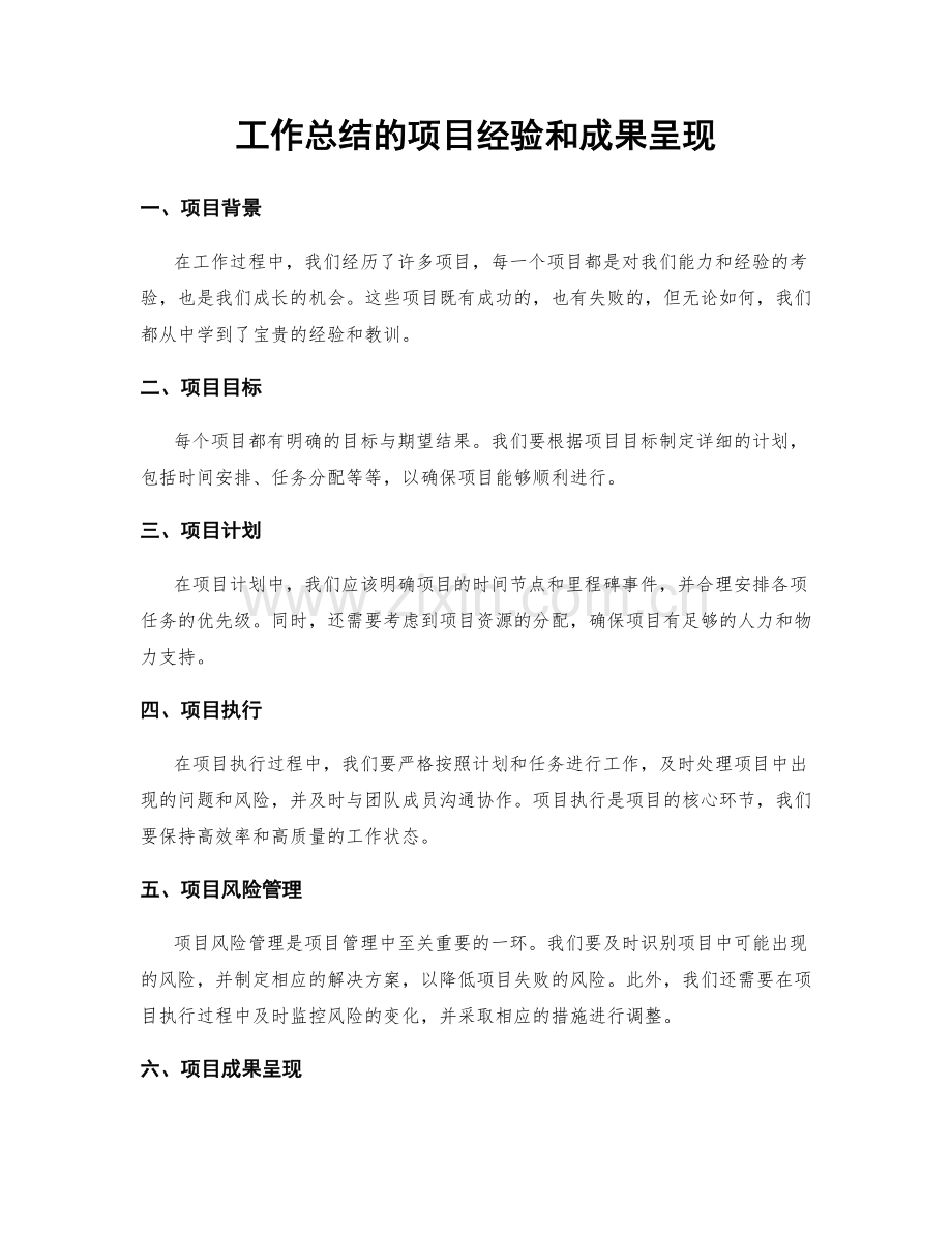 工作总结的项目经验和成果呈现.docx_第1页