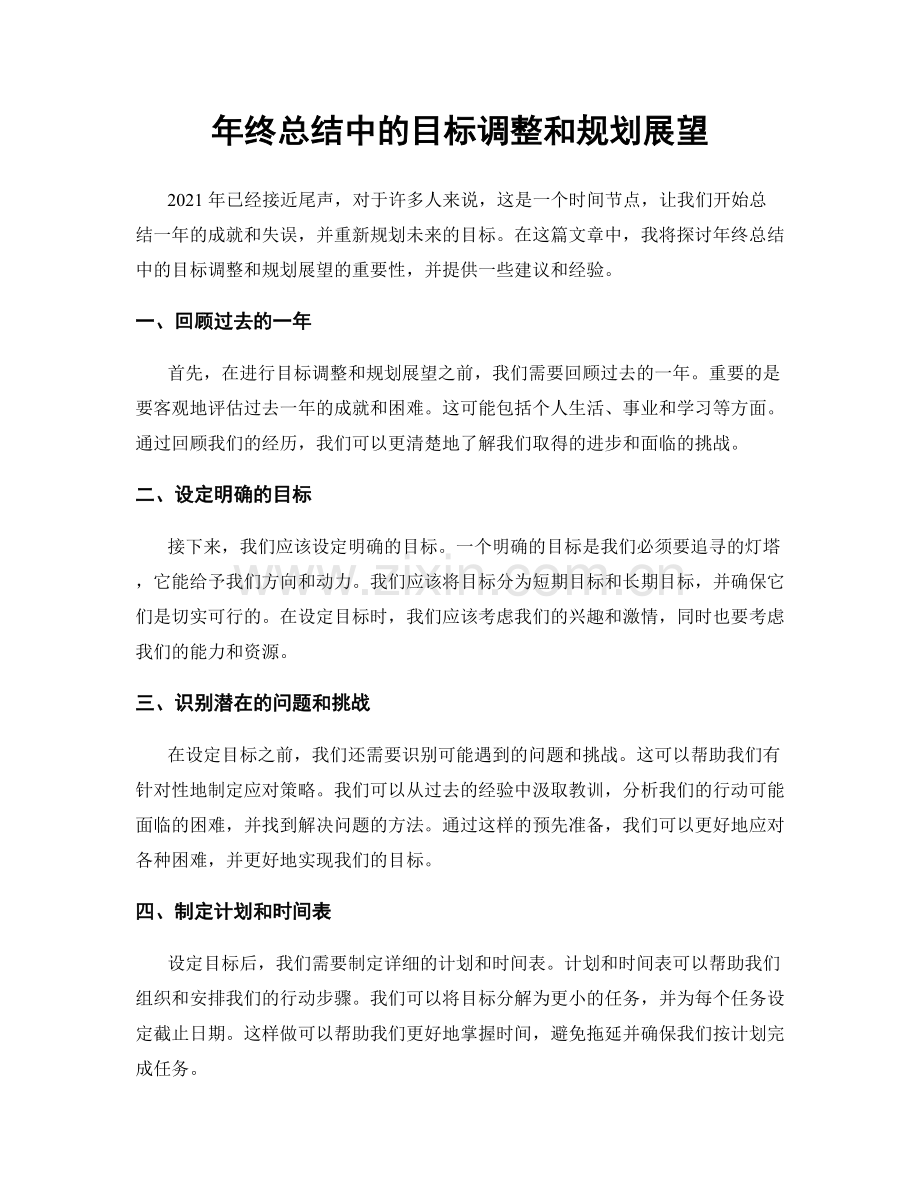 年终总结中的目标调整和规划展望.docx_第1页