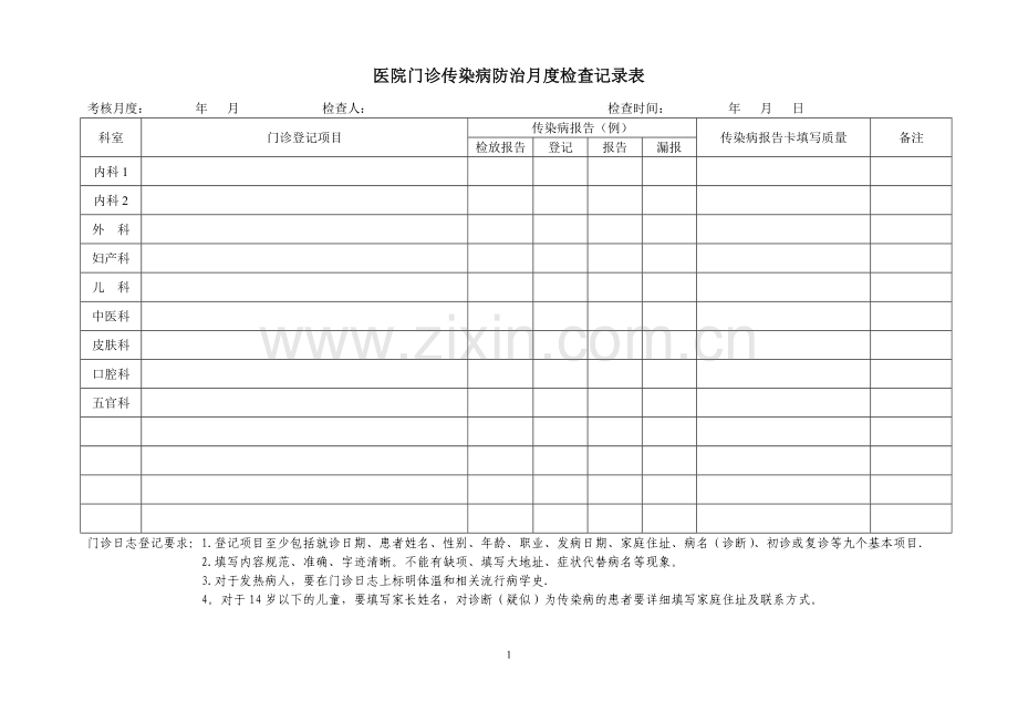 传染病防治检查记录表.doc_第1页