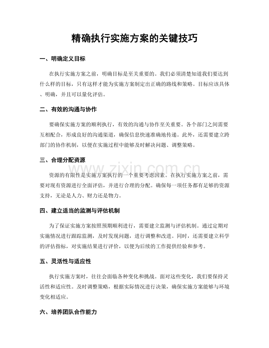 精确执行实施方案的关键技巧.docx_第1页