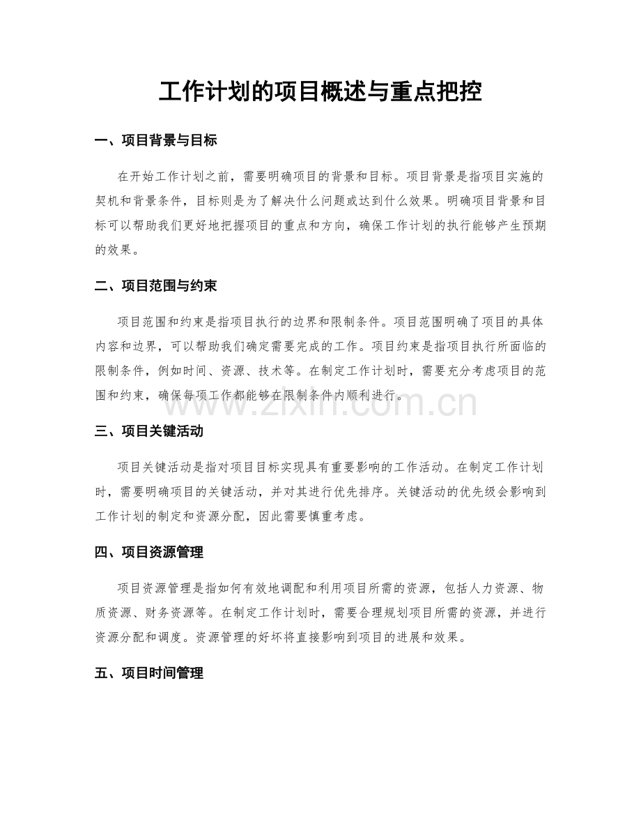 工作计划的项目概述与重点把控.docx_第1页