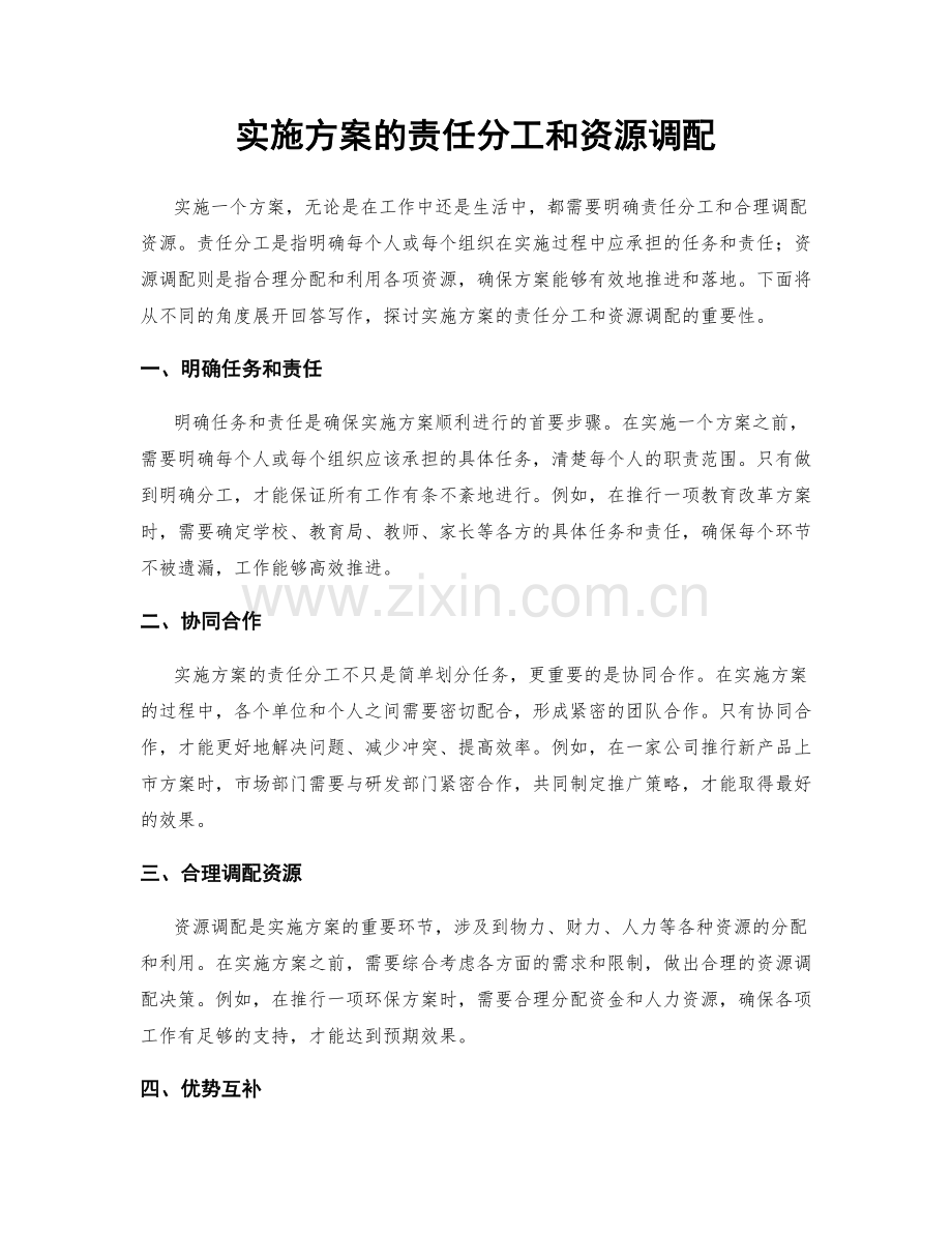 实施方案的责任分工和资源调配.docx_第1页