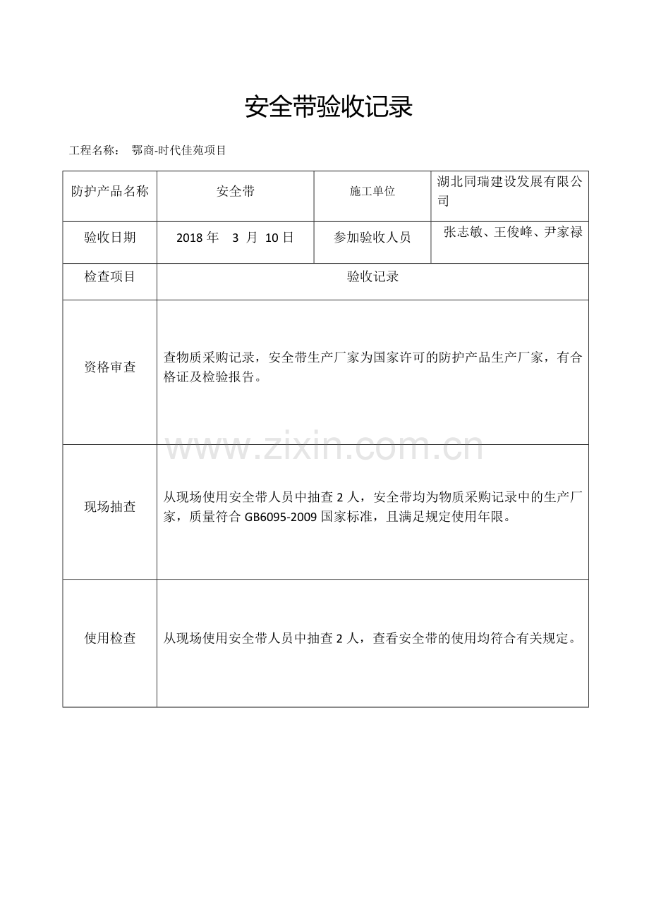 安全防护用品验收验收记录.docx_第1页