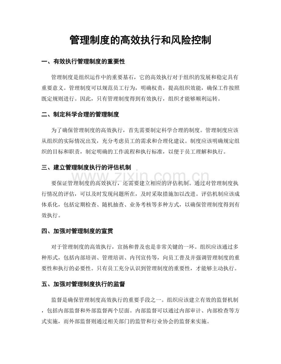 管理制度的高效执行和风险控制.docx_第1页