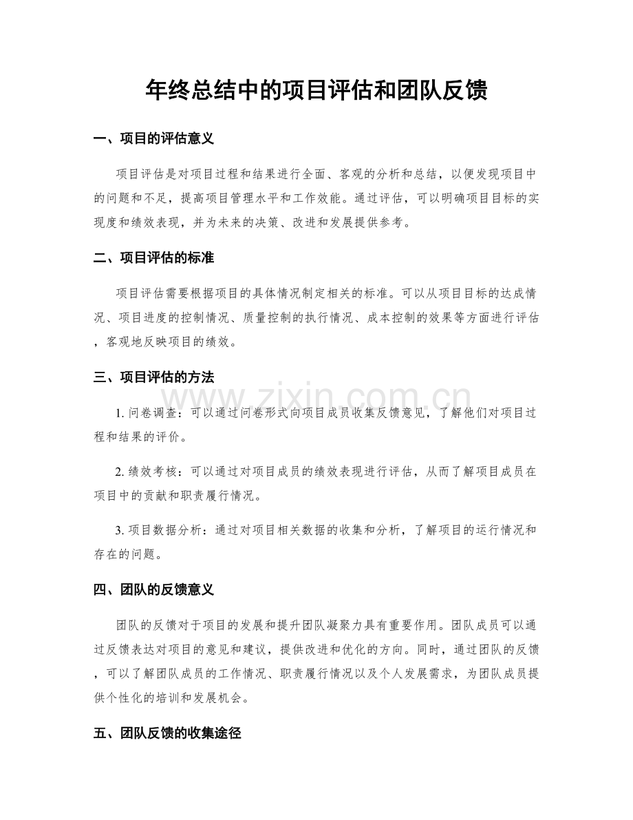 年终总结中的项目评估和团队反馈.docx_第1页