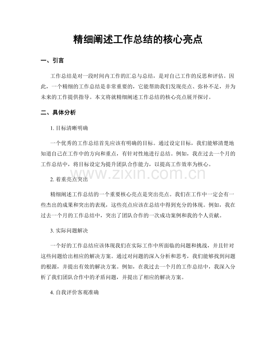 精细阐述工作总结的核心亮点.docx_第1页