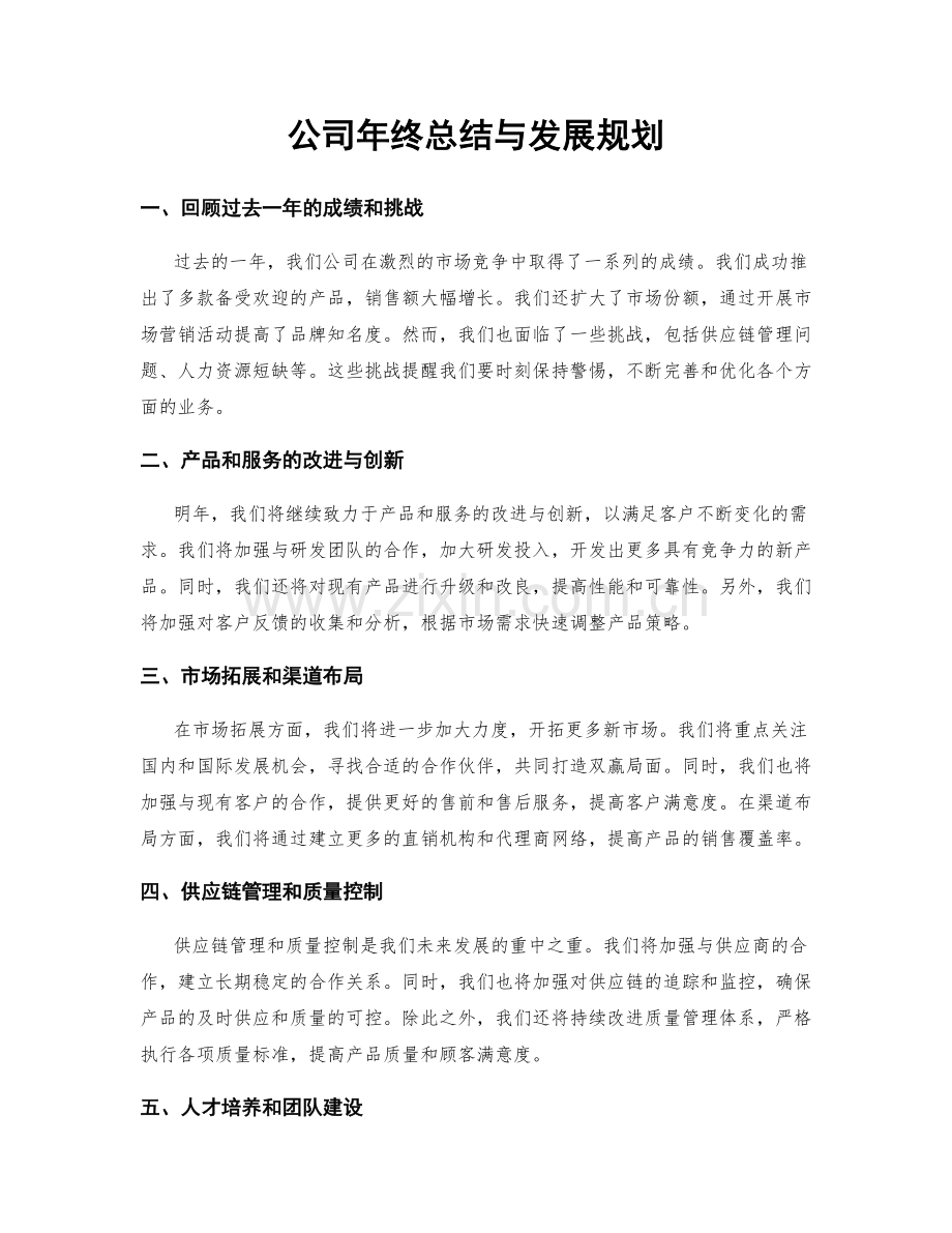 公司年终总结与发展规划.docx_第1页