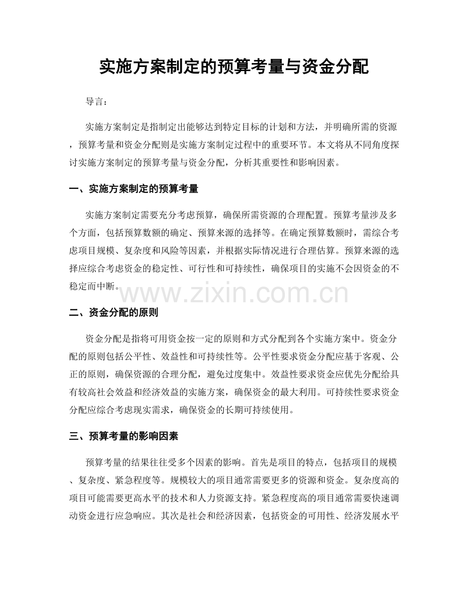 实施方案制定的预算考量与资金分配.docx_第1页