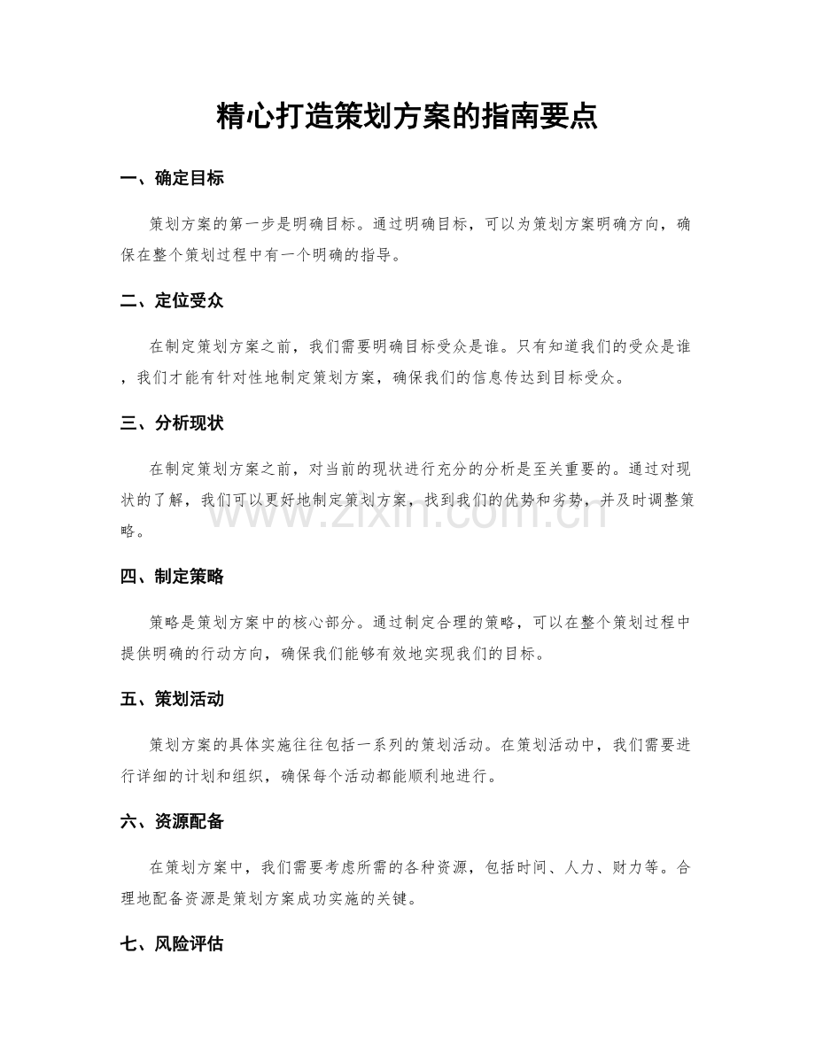 精心打造策划方案的指南要点.docx_第1页