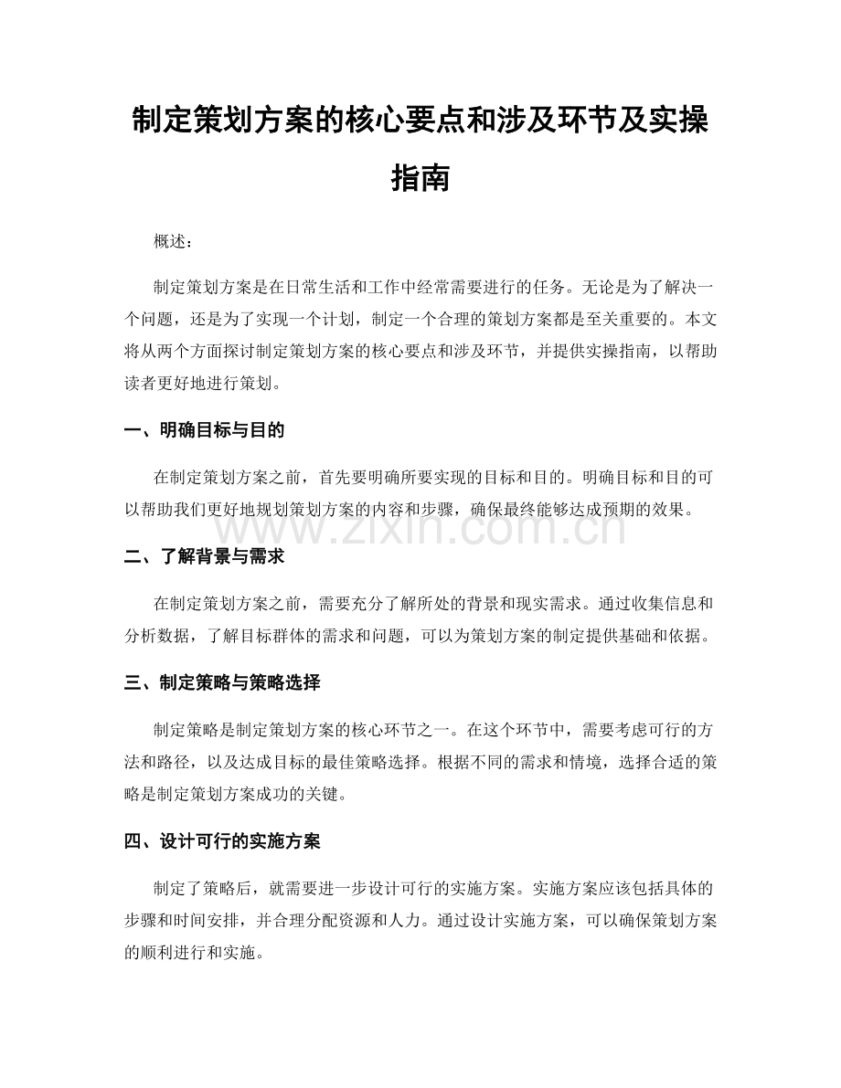 制定策划方案的核心要点和涉及环节及实操指南.docx_第1页