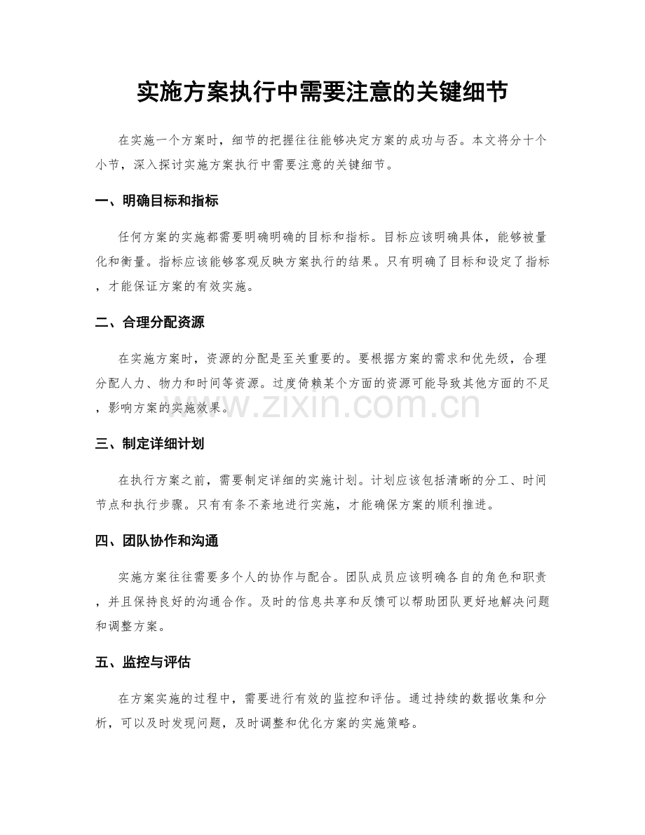 实施方案执行中需要注意的关键细节.docx_第1页