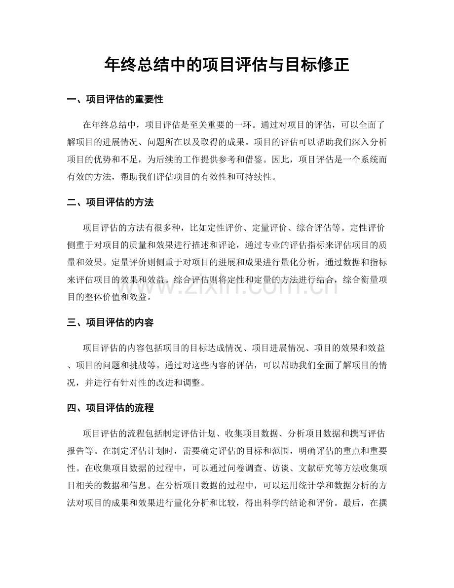 年终总结中的项目评估与目标修正.docx_第1页