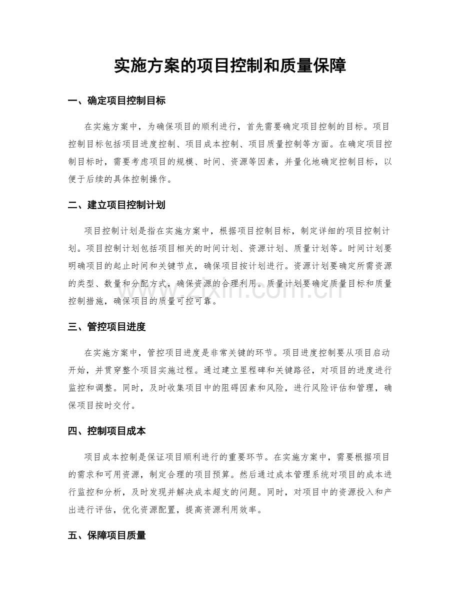 实施方案的项目控制和质量保障.docx_第1页