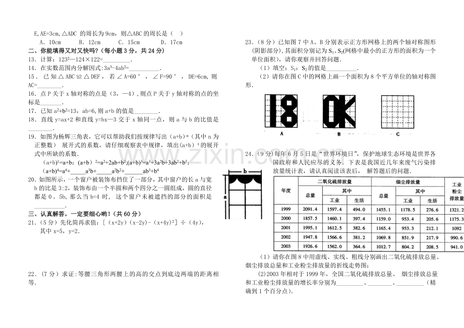 人教版初二上学期数学期末考试试卷及答案.doc_第2页