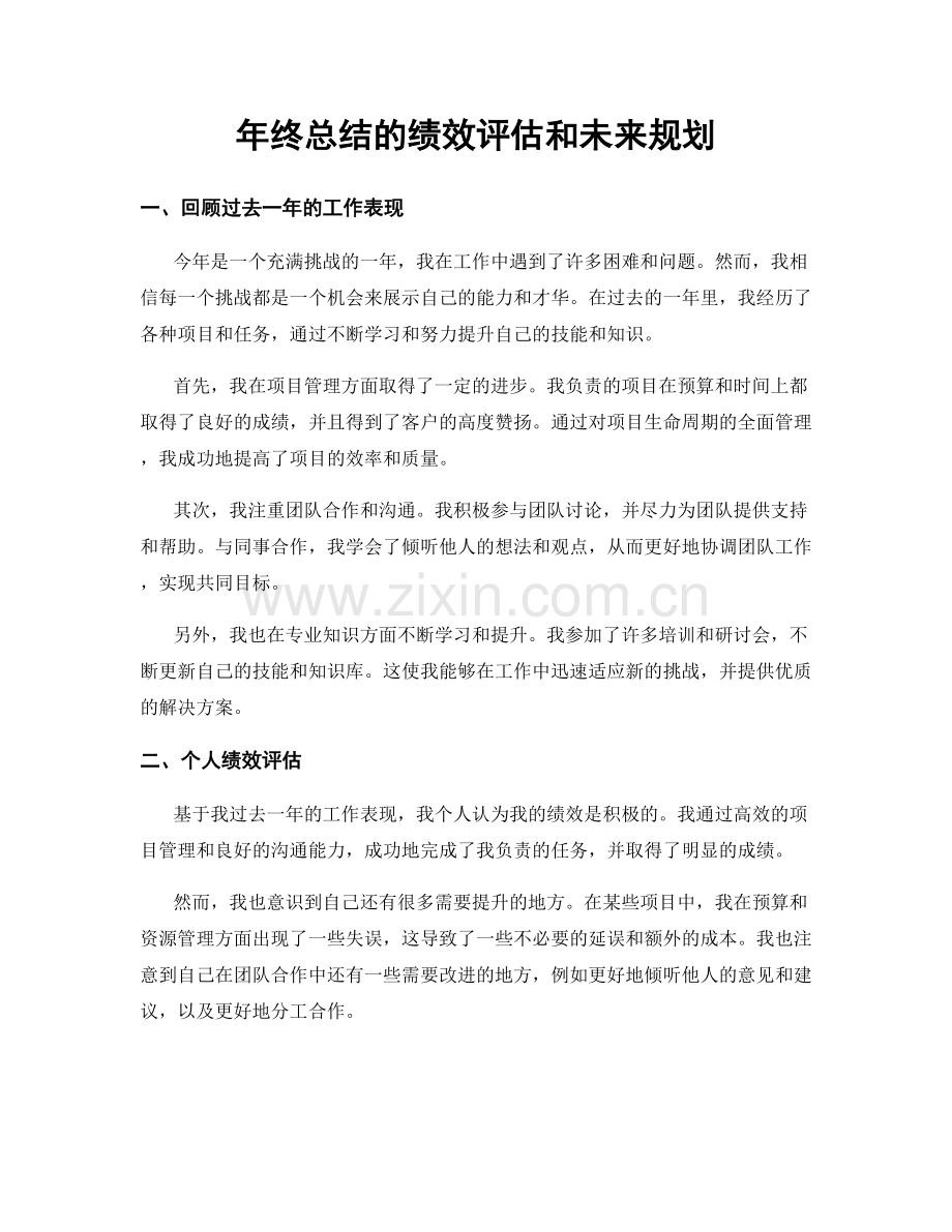 年终总结的绩效评估和未来规划.docx_第1页