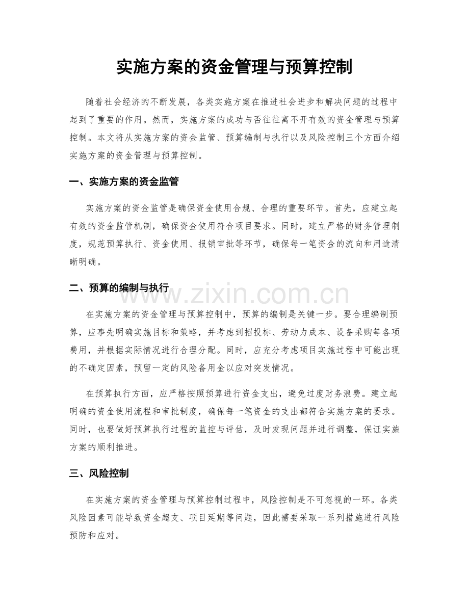 实施方案的资金管理与预算控制.docx_第1页