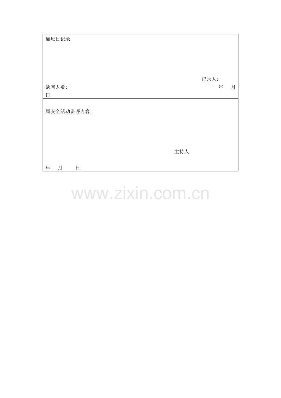 建筑施工安全资料安全资料(7)班前活动记录表钢筋工班前记录表.doc_第3页