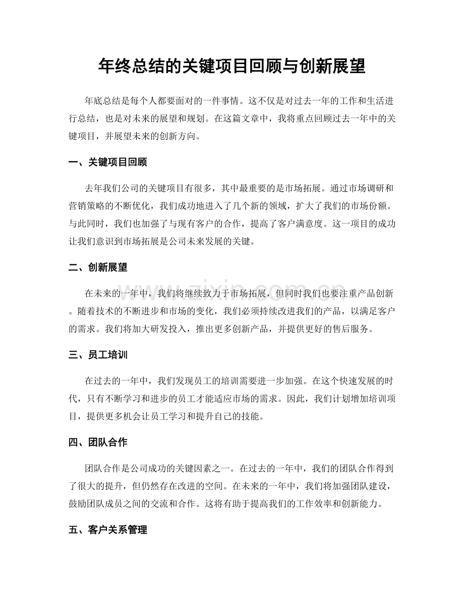 年终总结的关键项目回顾与创新展望.docx_第1页