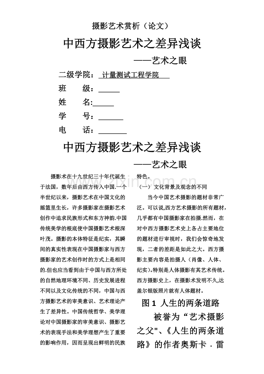 中西方摄影艺术之差异浅谈.docx_第1页